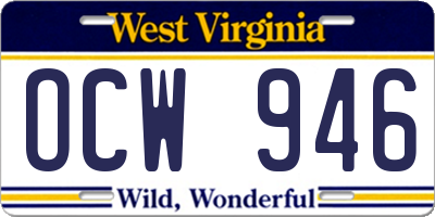 WV license plate OCW946