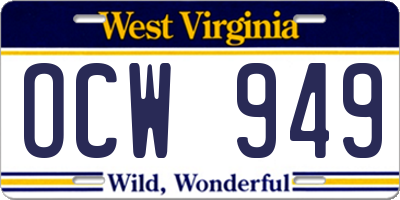 WV license plate OCW949