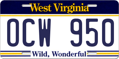 WV license plate OCW950