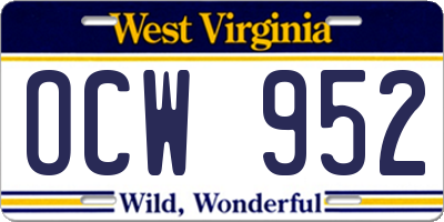WV license plate OCW952