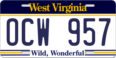 WV license plate OCW957