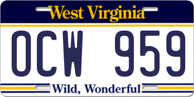 WV license plate OCW959