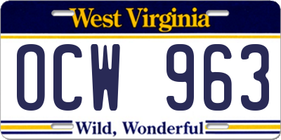 WV license plate OCW963