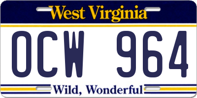 WV license plate OCW964