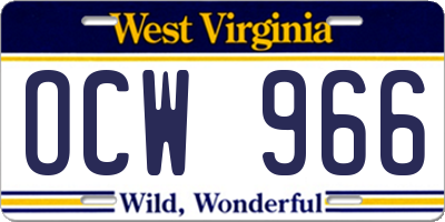 WV license plate OCW966