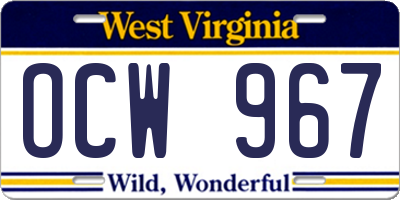 WV license plate OCW967
