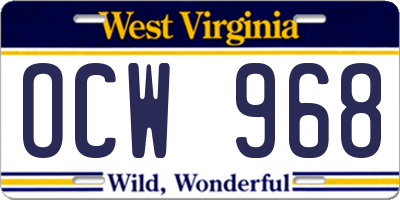 WV license plate OCW968