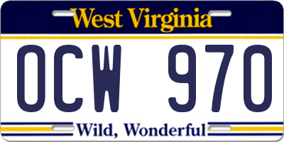 WV license plate OCW970