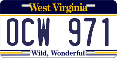 WV license plate OCW971