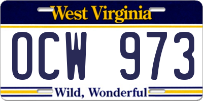 WV license plate OCW973