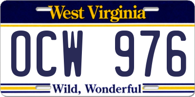 WV license plate OCW976