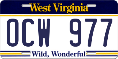 WV license plate OCW977