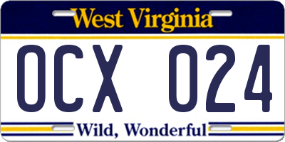 WV license plate OCX024