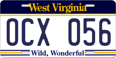WV license plate OCX056