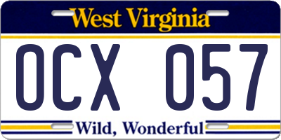 WV license plate OCX057