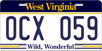 WV license plate OCX059