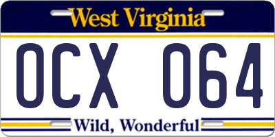 WV license plate OCX064