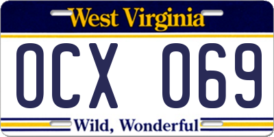 WV license plate OCX069