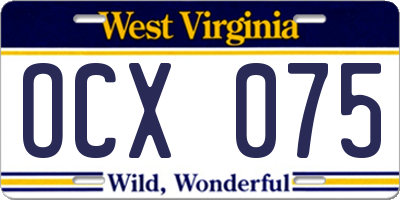 WV license plate OCX075