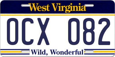 WV license plate OCX082