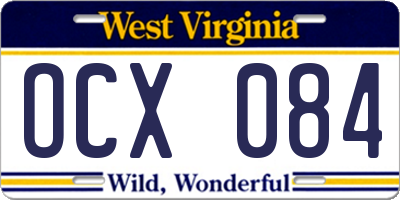 WV license plate OCX084