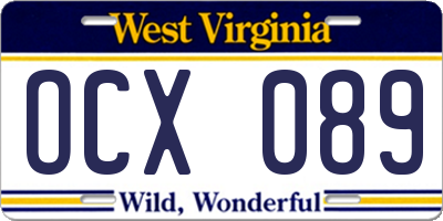 WV license plate OCX089