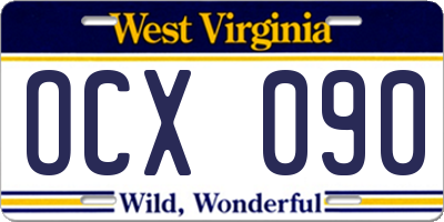 WV license plate OCX090