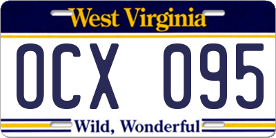 WV license plate OCX095