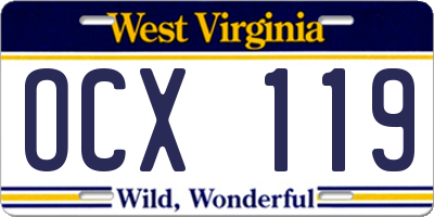 WV license plate OCX119