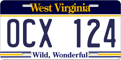 WV license plate OCX124