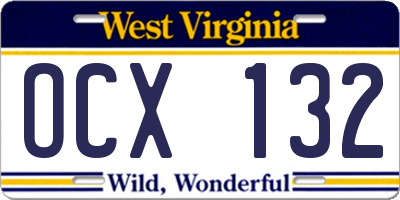 WV license plate OCX132