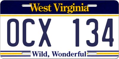 WV license plate OCX134