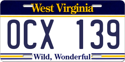 WV license plate OCX139
