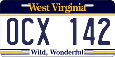 WV license plate OCX142
