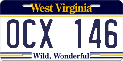 WV license plate OCX146
