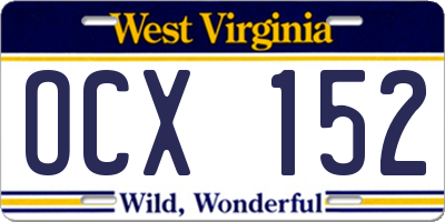 WV license plate OCX152