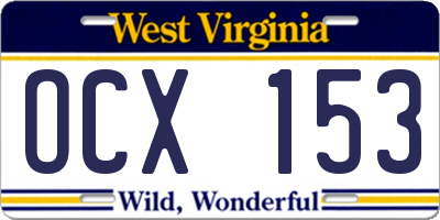 WV license plate OCX153