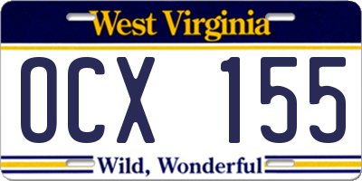 WV license plate OCX155
