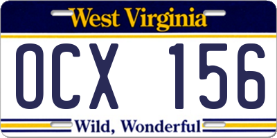 WV license plate OCX156