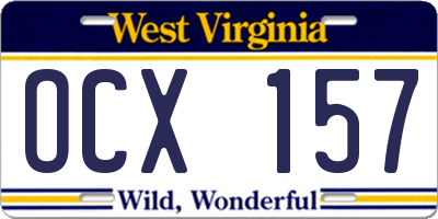 WV license plate OCX157