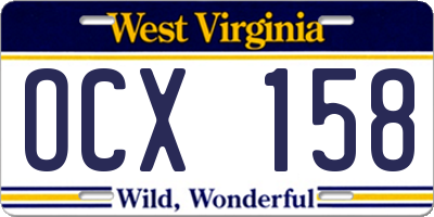 WV license plate OCX158