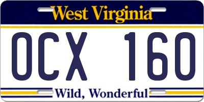 WV license plate OCX160