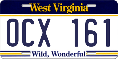 WV license plate OCX161
