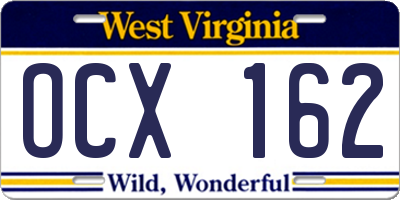 WV license plate OCX162