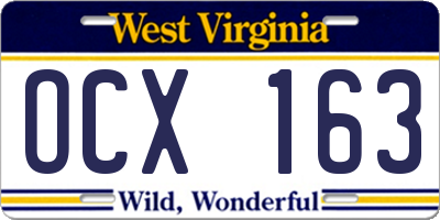 WV license plate OCX163