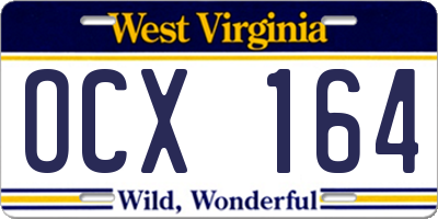 WV license plate OCX164