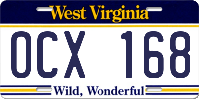 WV license plate OCX168