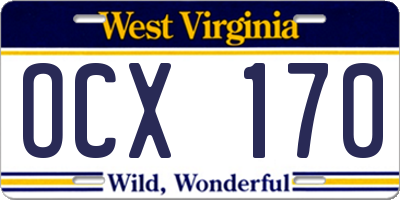 WV license plate OCX170