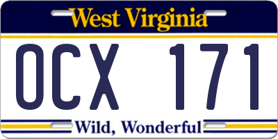 WV license plate OCX171
