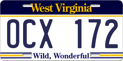 WV license plate OCX172